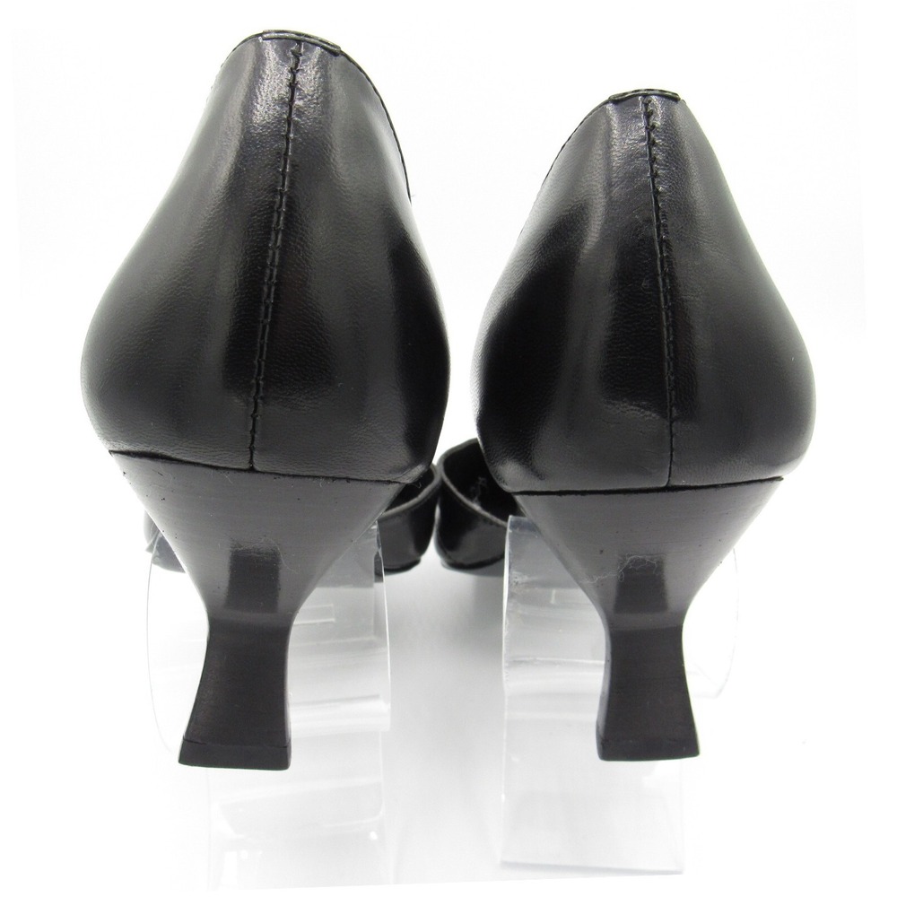 Liz Claiborne Flex Slip On Black Leather Square Toe 2.5 Inch Heels Size 10M - Picture 6 of 8